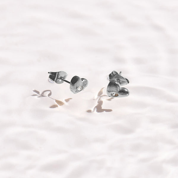 Crystal Heart Stud Earrings