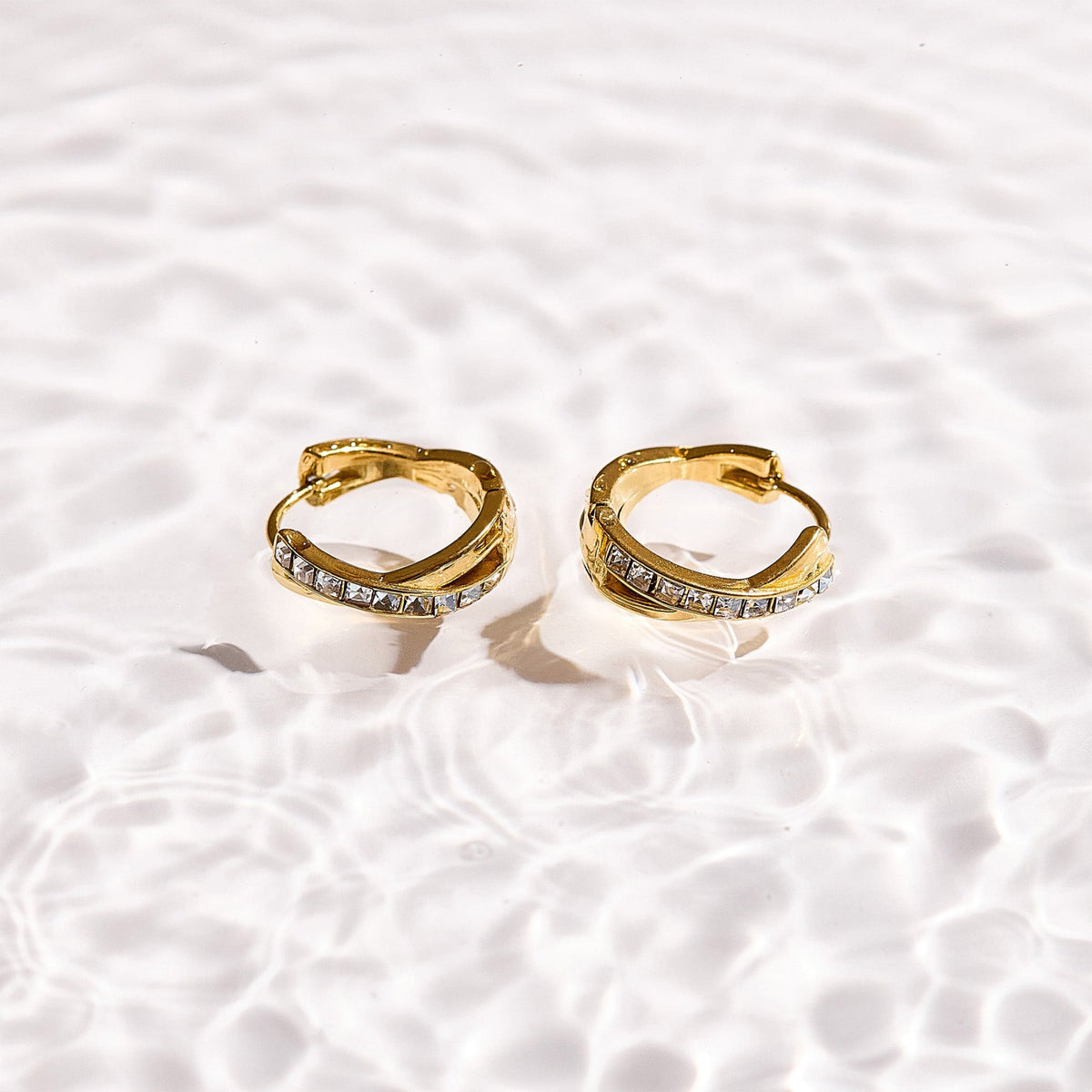 Crystal Twist Hoop Earrings