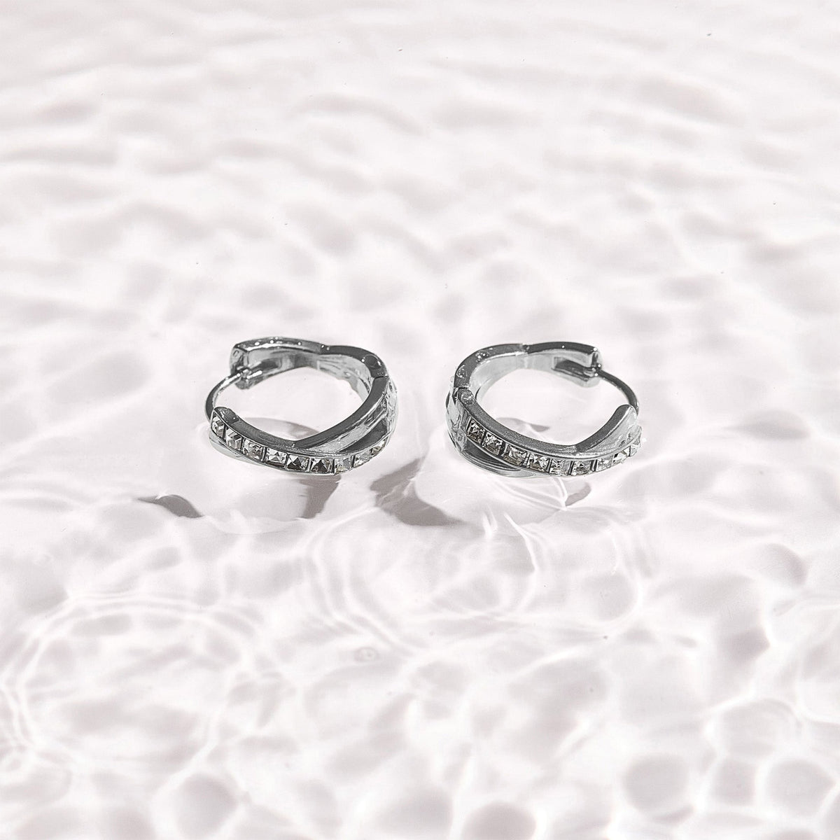 Crystal Twist Hoop Earrings