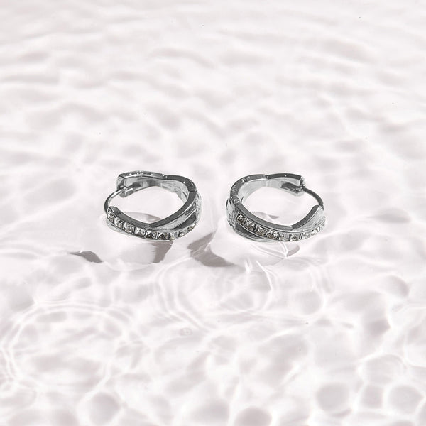 Crystal Twist Hoop Earrings