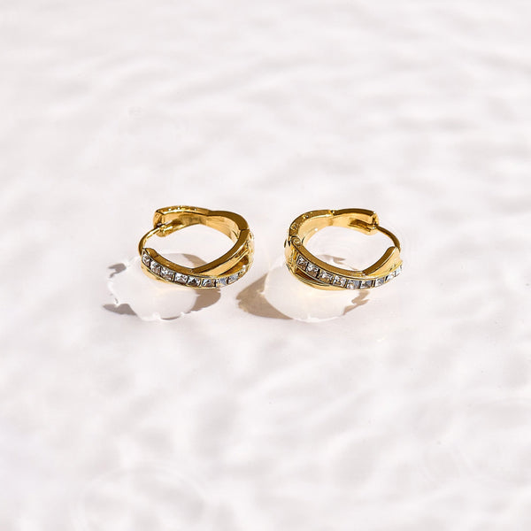 Crystal Twist Hoop Earrings