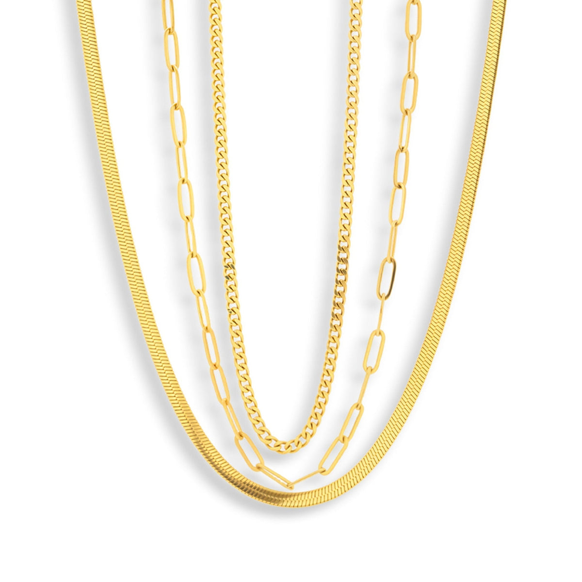 Triple Layer Chain Necklace Set Bundle