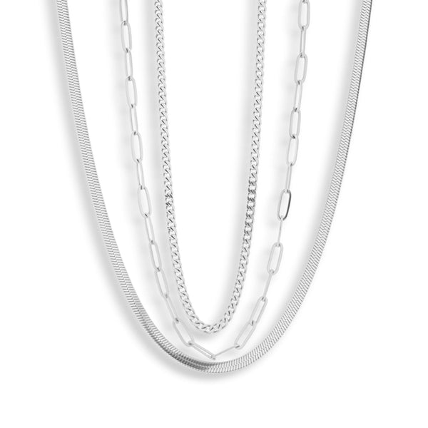 Triple Layer Chain Necklace Set Bundle
