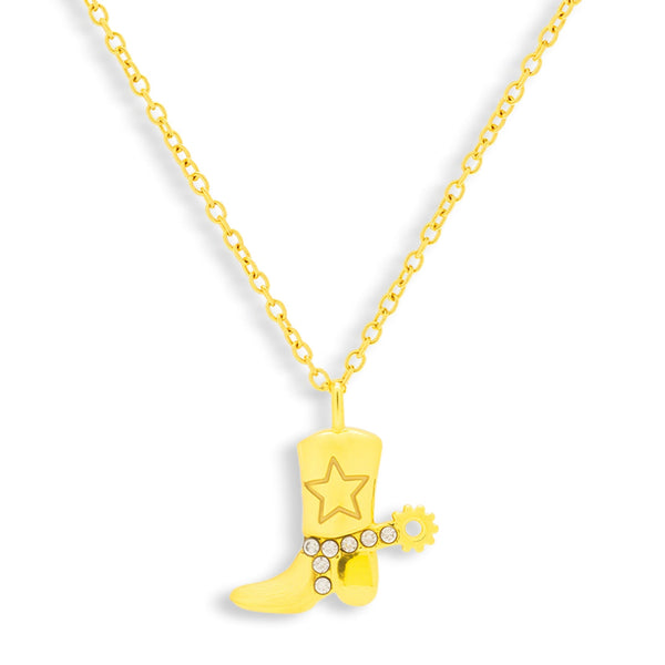 Cowboy Boot Crystal Charm Necklace