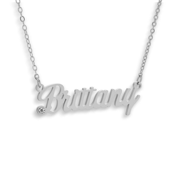 Custom/Personalized Nameplate with Gemstone Necklace