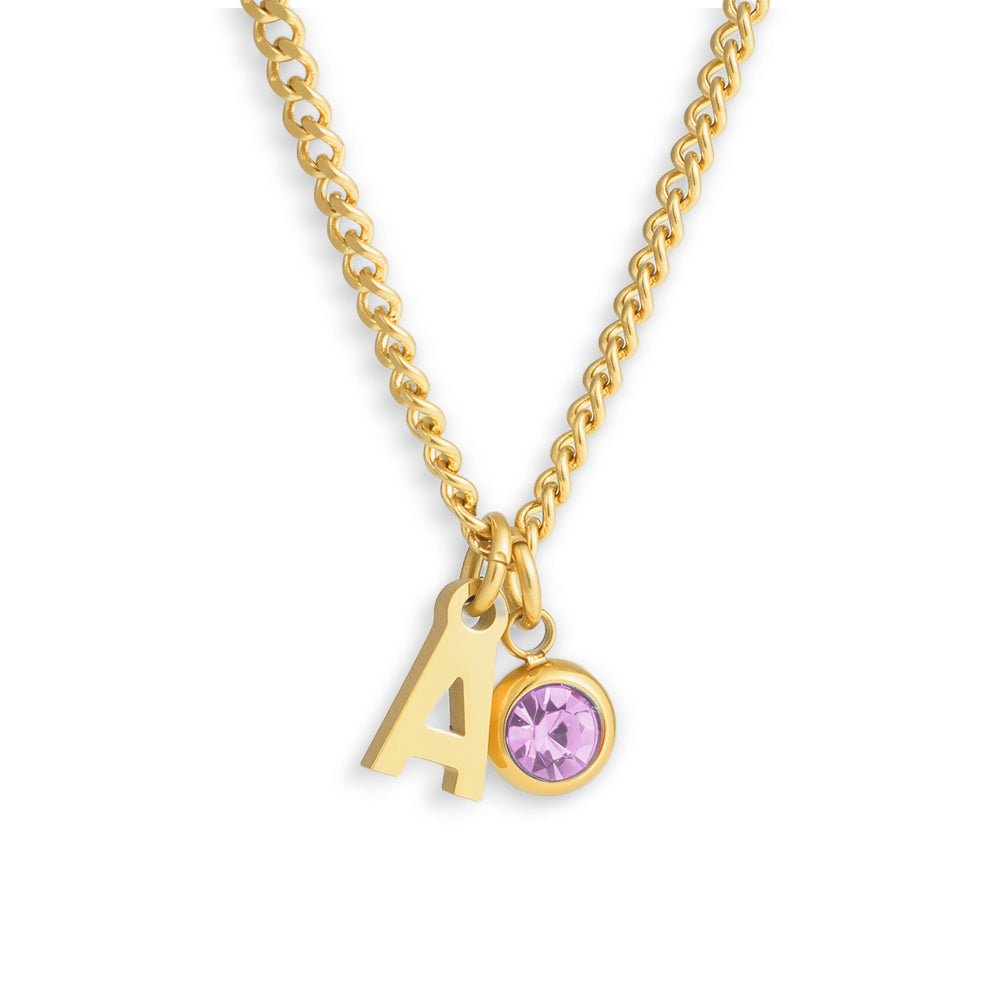 Custom/Personalized Initial Pendant Necklace w/ Birthstone