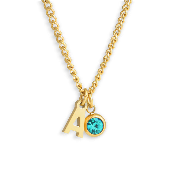 Custom/Personalized Initial Pendant Necklace w/ Birthstone
