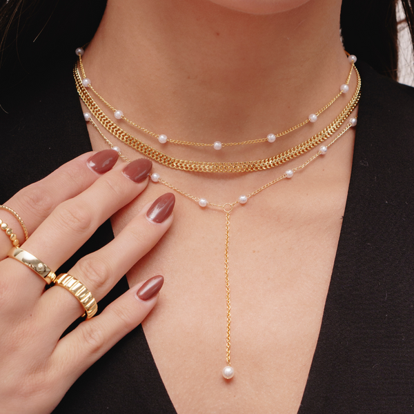 Sweet Pearl Lariat Necklace